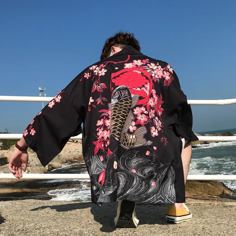 Kimono Men Black Japanese Kimono Men Samurai Costume Male Yukata Haori Japanese Streetwear Clothing Mens Kimono Jacket DD001
Kimono Men Black Japanese Kimono Men Samurai Costume Male Yukata Haori Japanese Streetwear Clothing Mens Kimono Jacket DD001