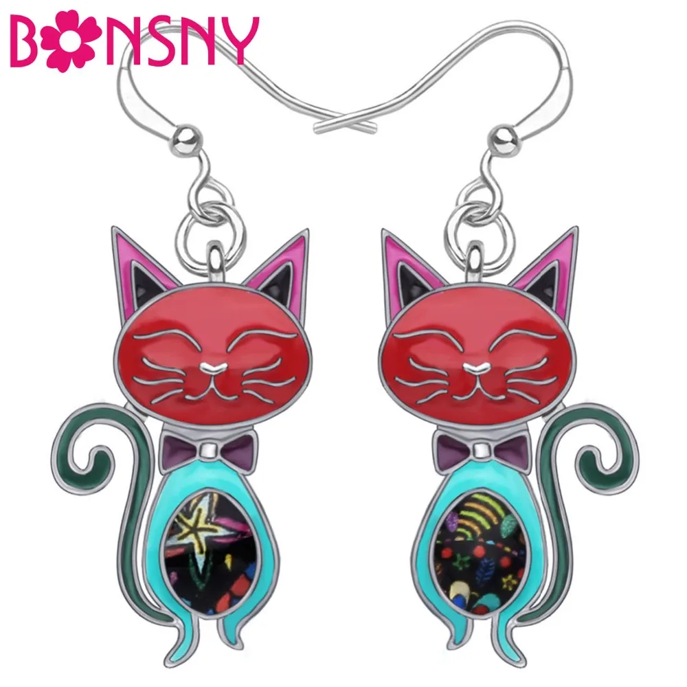 Bonsny Enamel Alloy Elegant Cat Earrings Dangle Stud Fashion Animal Pet Jewelry For Women Girls Teens Gift Charms Decoration
Bonsny Enamel Alloy Elegant Cat Earrings Dangle Stud Fashion Animal Pet Jewelry For Women Girls Teens Gift Charms Decoration