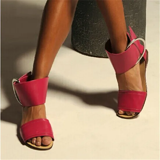 Blue Red Summer Leather Flat Sandals Women Shoes Big Buckle Casual Shoes Open Toe Gladiator Sandals Women Sandalias Mujer
Blue Red Summer Leather Flat Sandals Women Shoes Big Buckle Casual Shoes Open Toe Gladiator Sandals Women Sandalias Mujer