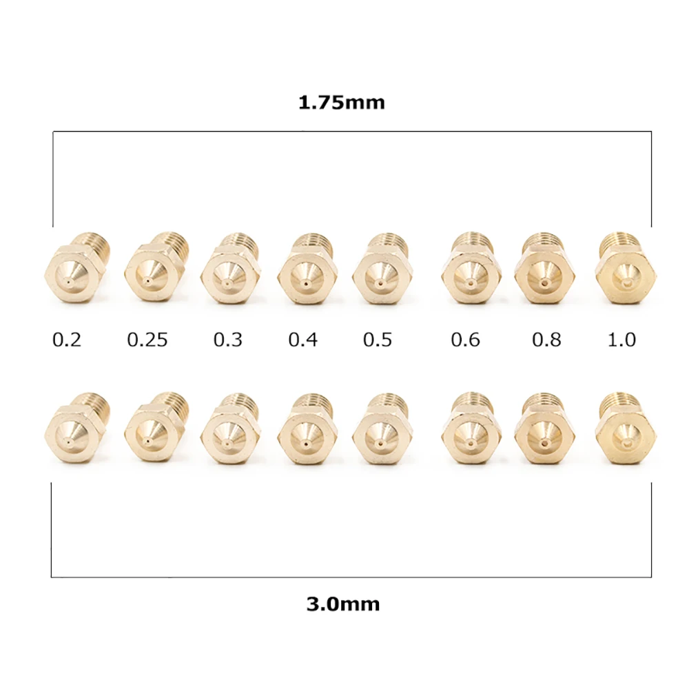 50Pcs 3D Printer E3D Brass Nozzle J-Head Extruder 0.2/0.25/0.3/0.4/0.5/0.6/0.8/1.0mm For 1.75/3.0mm Supplies For E3D V6&V5
50Pcs 3D Printer E3D Brass Nozzle J-Head Extruder 0.2/0.25/0.3/0.4/0.5/0.6/0.8/1.0mm For 1.75/3.0mm Supplies For E3D V6&V5