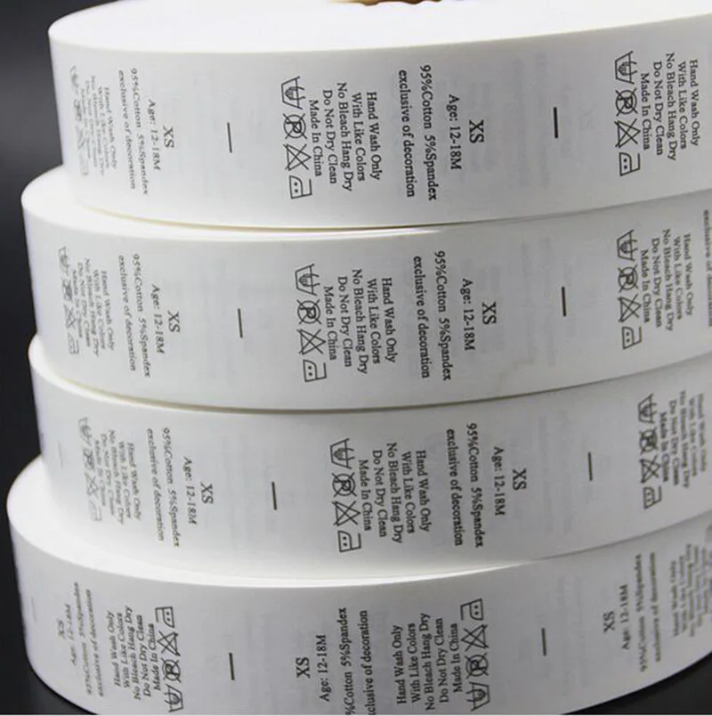 1000pcs/lot Custom Made design white garment washing care label clothing size tags washable labels nylon taffeta in roll
1000pcs/lot Custom Made design white garment washing care label clothing size tags washable labels nylon taffeta in roll