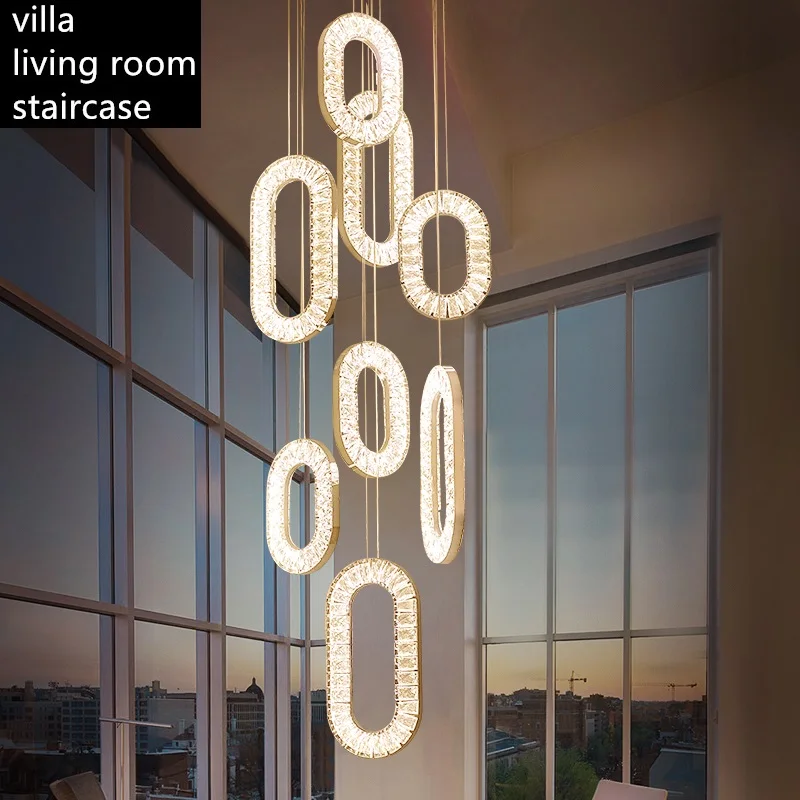 Crystal Hang Lights LED Pending Lighting Fixtures Creative Duplex Lustre Hanging Lamp Fashion Stainless Steel Luminaire Suspendu
Crystal Hang Lights LED Pending Lighting Fixtures Creative Duplex Lustre Hanging Lamp Fashion Stainless Steel Luminaire Suspendu