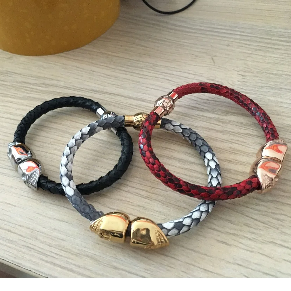 10pcs Trendy Fashion Python Snakeskin Skull Charm Bracelet & Bangle Stainless Steel Bracelet Fine Jewelry
10pcs Trendy Fashion Python Snakeskin Skull Charm Bracelet & Bangle Stainless Steel Bracelet Fine Jewelry