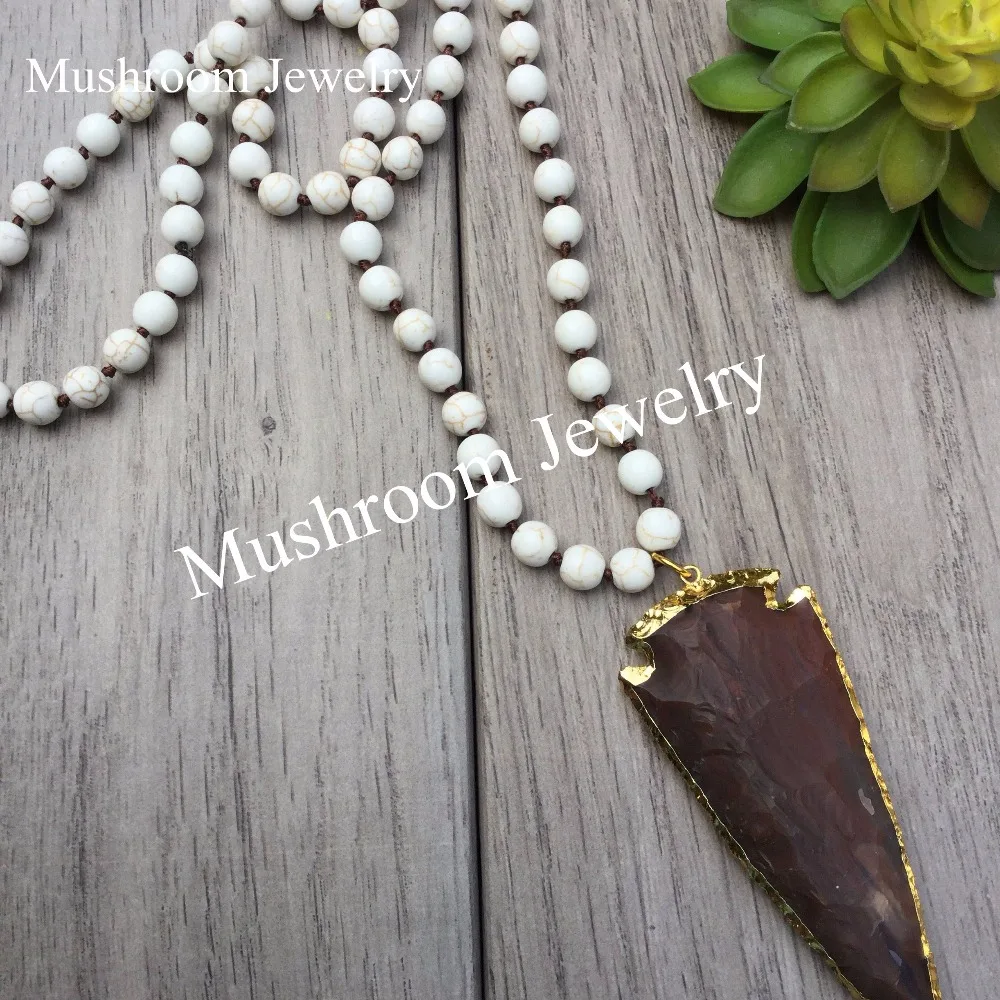 Boho Chic Jasper Arrow Necklace Long Pendant Necklace Hand Knotted Turquoises Necklace
Boho Chic Jasper Arrow Necklace Long Pendant Necklace Hand Knotted Turquoises Necklace