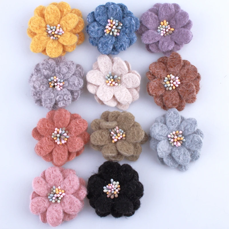 10PCS 5CM New Fashion Cute Wool Fabric Flowers With Stamen For Cloth Hair Flower For Headbands Hair accessories U Pick Colors
10PCS 5CM New Fashion Cute Wool Fabric Flowers With Stamen For Cloth Hair Flower For Headbands Hair accessories U Pick Colors