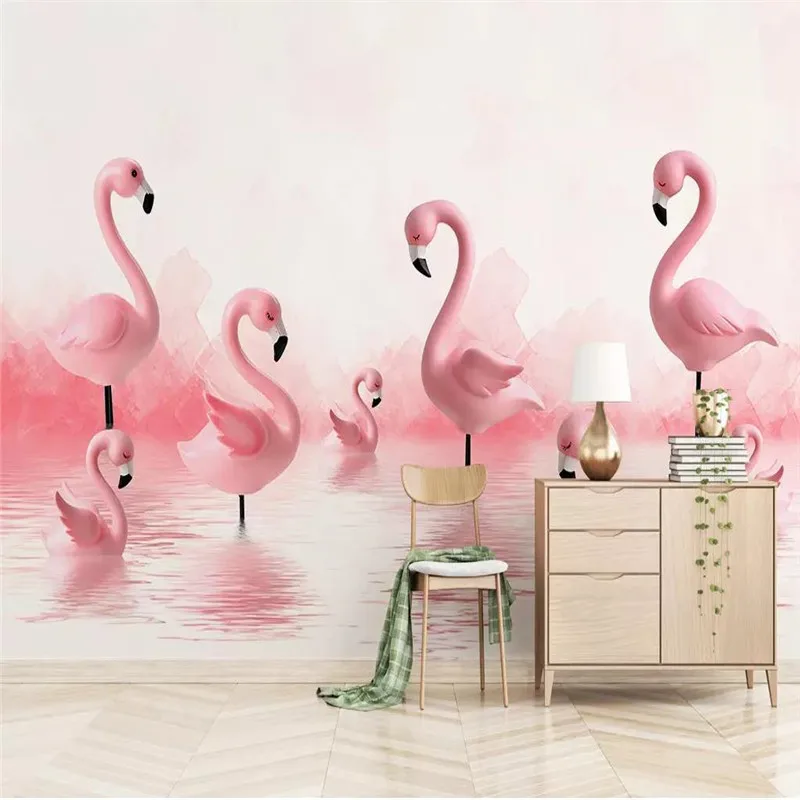 Custom wallpaper modern minimalist 3D flamingo children's room background wall painting waterproof material
Custom wallpaper modern minimalist 3D flamingo children's room background wall painting waterproof material
