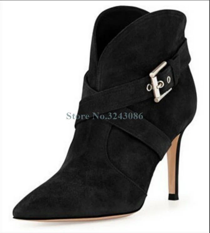 Black Apricot Faux Suede Ankle Boots Pointed Toe Buckle Strap Stiletto Heel Boots Cross Tied Short Women Boots Spring Autumn
Black Apricot Faux Suede Ankle Boots Pointed Toe Buckle Strap Stiletto Heel Boots Cross Tied Short Women Boots Spring Autumn