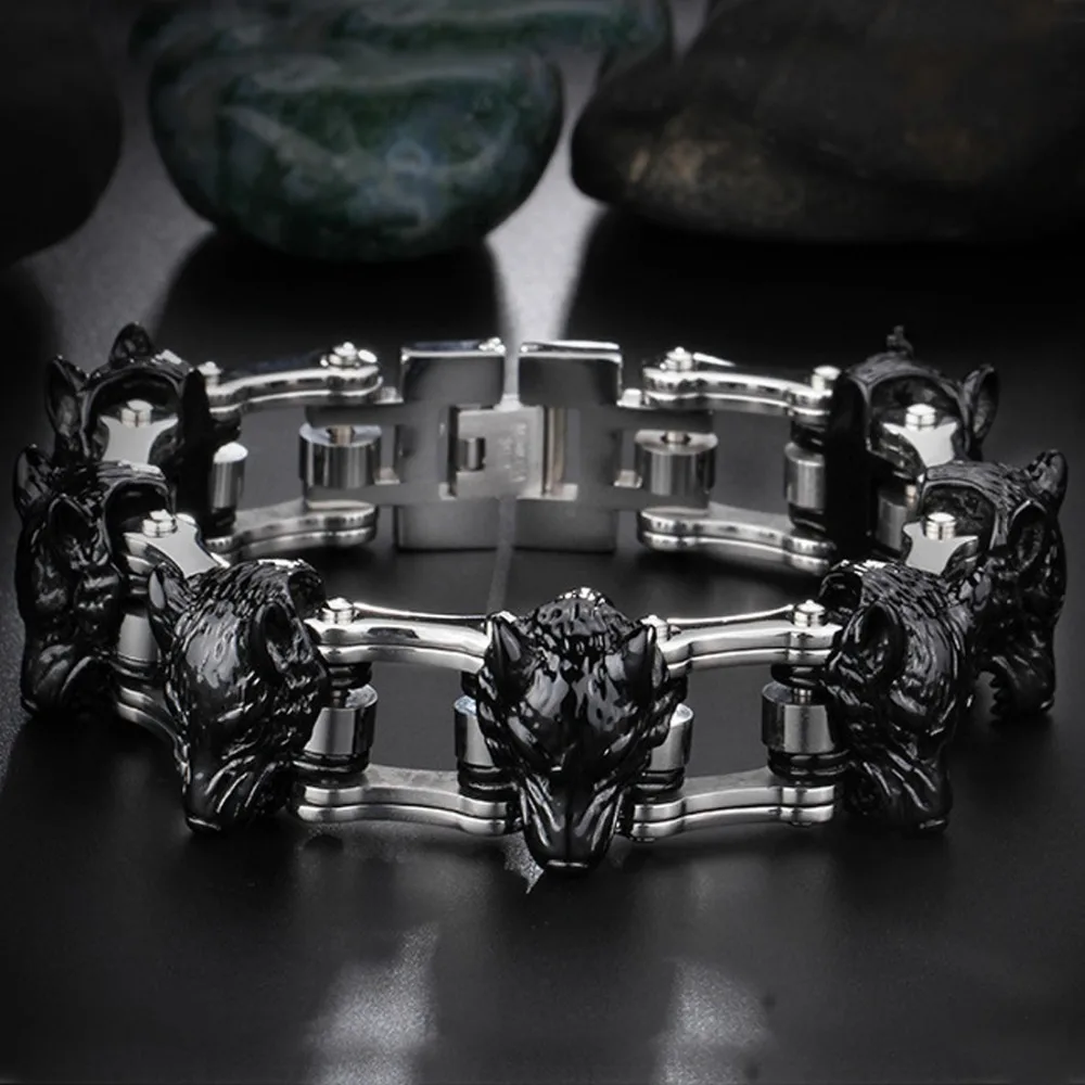 21mmHigh Quality Stainless Steel Silver Color Motorcycle Biker Chain Black Wolf Punk Jewelry Mens Boys Bracelet Bangle Xmas Gift
21mmHigh Quality Stainless Steel Silver Color Motorcycle Biker Chain Black Wolf Punk Jewelry Mens Boys Bracelet Bangle Xmas Gift