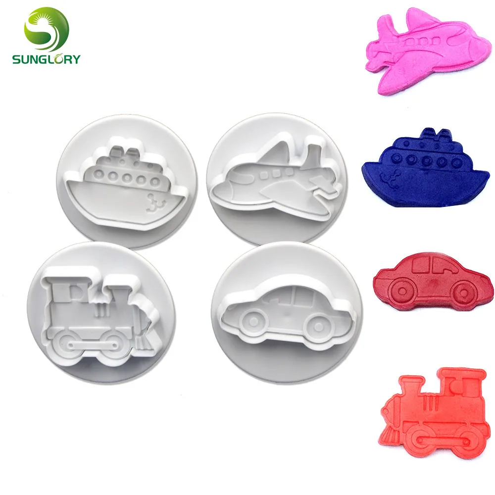 4PCS Plastic Car Plunger Cutter Cake Mold Plane Biscuit Cake Decoration Fondant Train Vessel Cookie Cutter Baking Tools For Cake
4PCS Plastic Car Plunger Cutter Cake Mold Plane Biscuit Cake Decoration Fondant Train Vessel Cookie Cutter Baking Tools For Cake