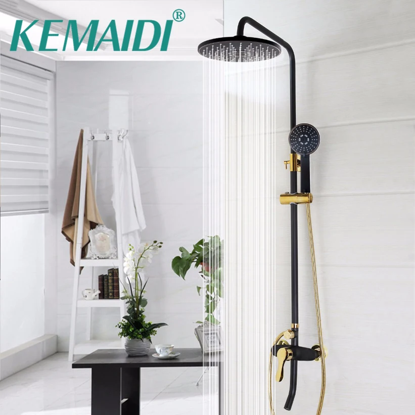 KEMAIDI New Arrival Wall Mounted Rainfall Shower Mixer Tap Faucet Mixer Valve Bathroom Black Shower Set With Handheld Shower
KEMAIDI New Arrival Wall Mounted Rainfall Shower Mixer Tap Faucet Mixer Valve Bathroom Black Shower Set With Handheld Shower