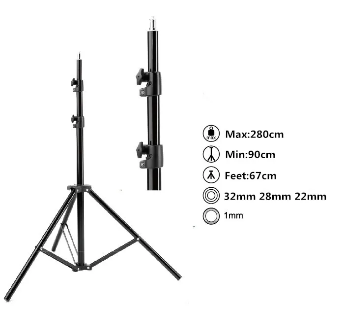 Max entension 280cm LED lighting stand tripod Ajustable Photo Studio Accessories For Softbox Photo Video Lighting Flashgun Lamps
Max entension 280cm LED lighting stand tripod Ajustable Photo Studio Accessories For Softbox Photo Video Lighting Flashgun Lamps