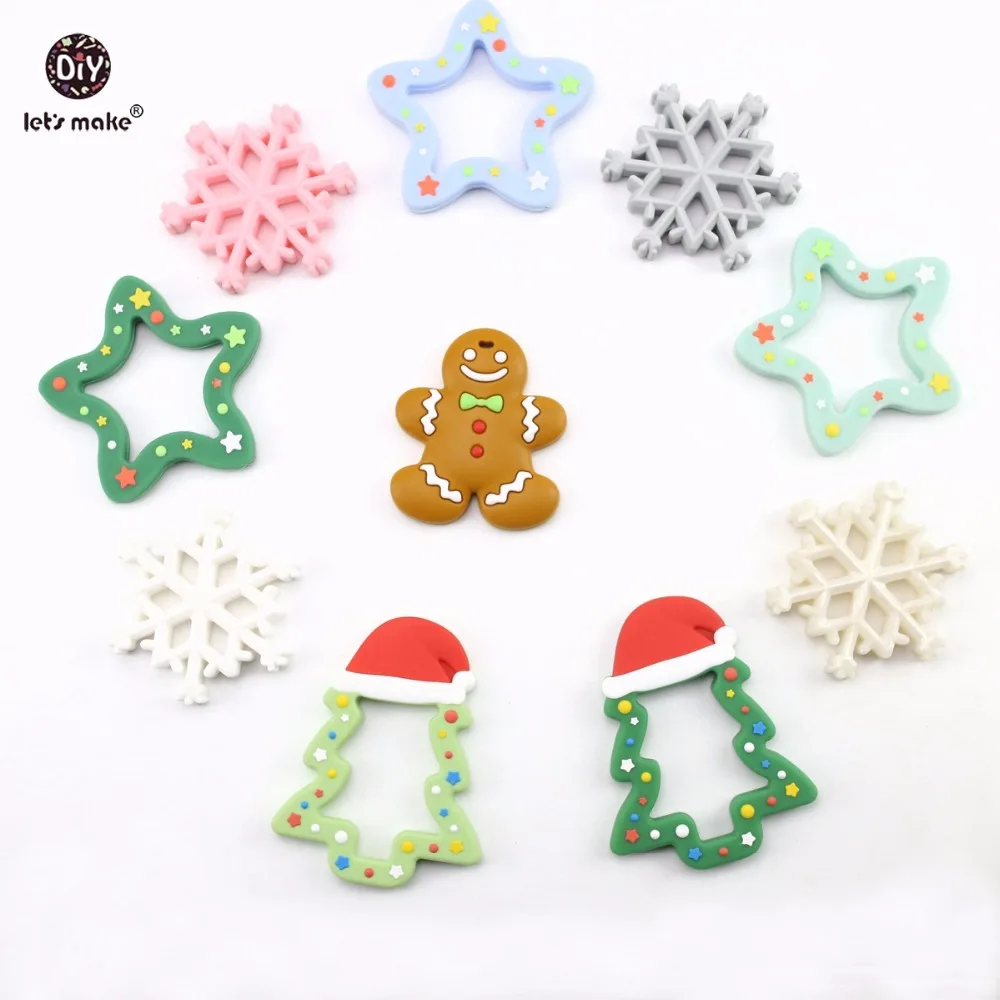 Let's Make Silicone Food Grade 5pc Christmas Snowflakes Tree Star Gingerbread Man DIY Nursing Necklace Pendant Baby Teether
Let's Make Silicone Food Grade 5pc Christmas Snowflakes Tree Star Gingerbread Man DIY Nursing Necklace Pendant Baby Teether
