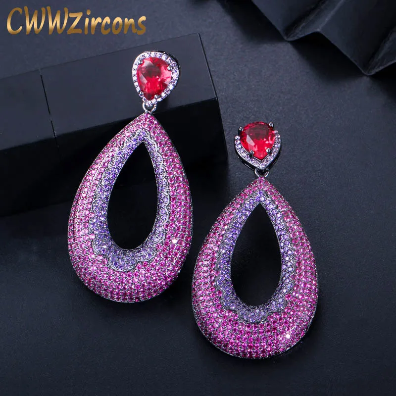 CWWZircons Chic Hot Pink Purple Cubic Zirconia Stone Paved Luxury Big Long Drop Party Wedding Costume Earrings for Women CZ459
CWWZircons Chic Hot Pink Purple Cubic Zirconia Stone Paved Luxury Big Long Drop Party Wedding Costume Earrings for Women CZ459