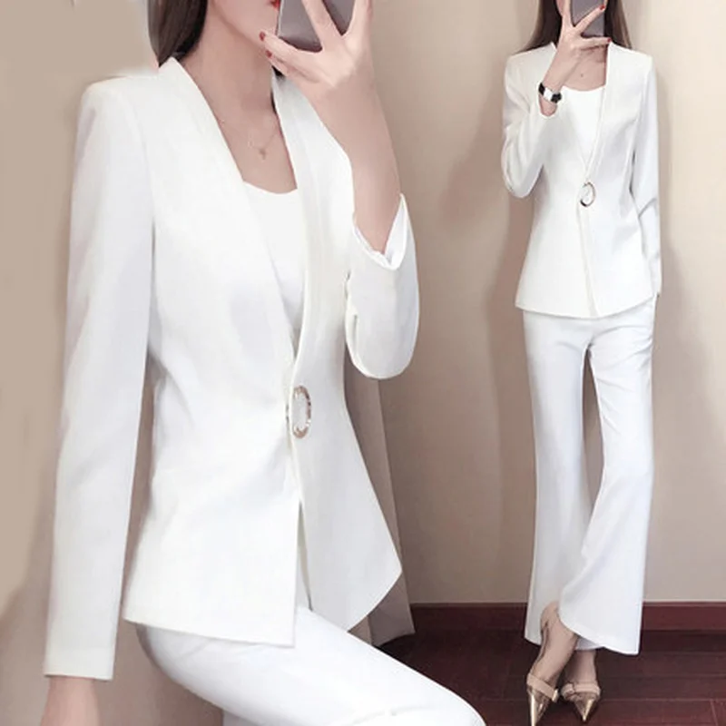 New 2019 Two Pieces Set Women Pant Suit Size S-4XL White Jacket Blazer With Pant Office fashion charm Lady Work Wear Suits
New 2019 Two Pieces Set Women Pant Suit Size S-4XL White Jacket Blazer With Pant Office fashion charm Lady Work Wear Suits