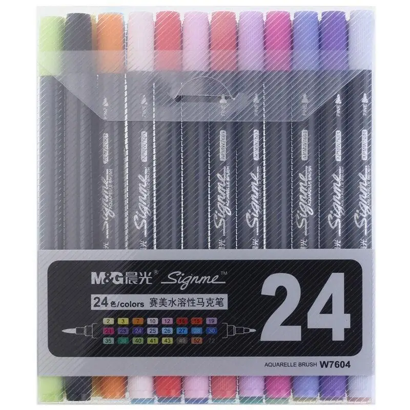 24 Pcs/Box 24-Color Water-Based Brush Tip & Round Tip Art Marker Pen for Drawing & Writing & School Stationery & Office Supply
24 Pcs/Box 24-Color Water-Based Brush Tip & Round Tip Art Marker Pen for Drawing & Writing & School Stationery & Office Supply