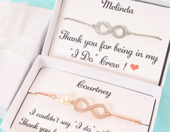 Personalized infinity wedding bridesmaid jewelry bracelets, custom mother of the bride groom necklaces, Christmas Birthday gifts
Personalized infinity wedding bridesmaid jewelry bracelets, custom mother of the bride groom necklaces, Christmas Birthday gifts