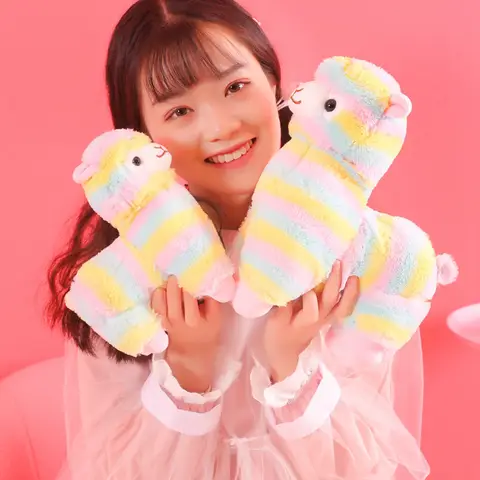 20-50cm Rainbow Alpaca Plush Toy Vicugna Pacos Japanese Soft Plush Alpacasso Sheep Llama Stuffed Toy Gifts for kids and Girls