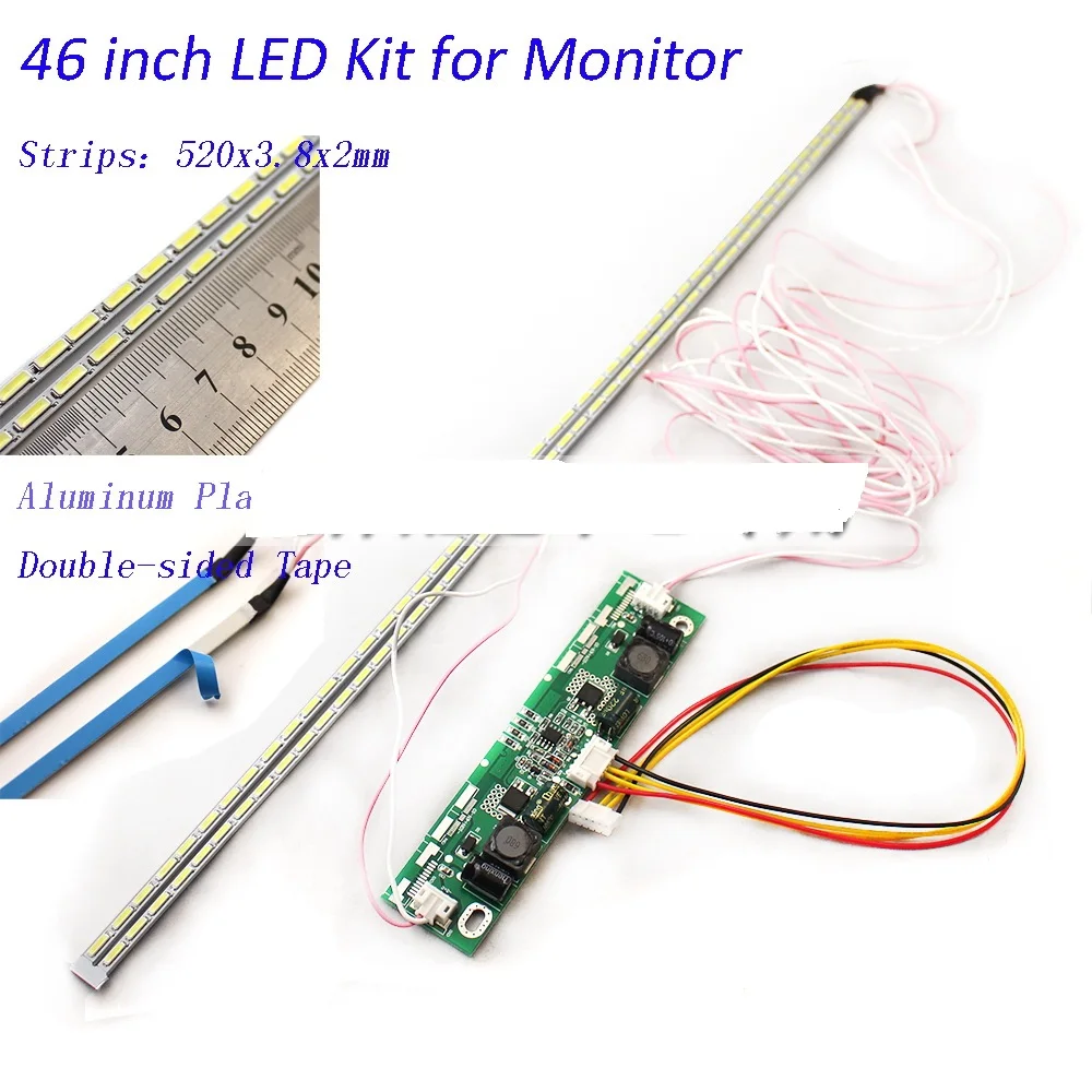 46 inch LED Aluminum Plate Strip Backlight Lamps Update Kit for LCD Monitor TV Panel 2 LED Strips 520mm Free Shipping
46 inch LED Aluminum Plate Strip Backlight Lamps Update Kit for LCD Monitor TV Panel 2 LED Strips 520mm Free Shipping