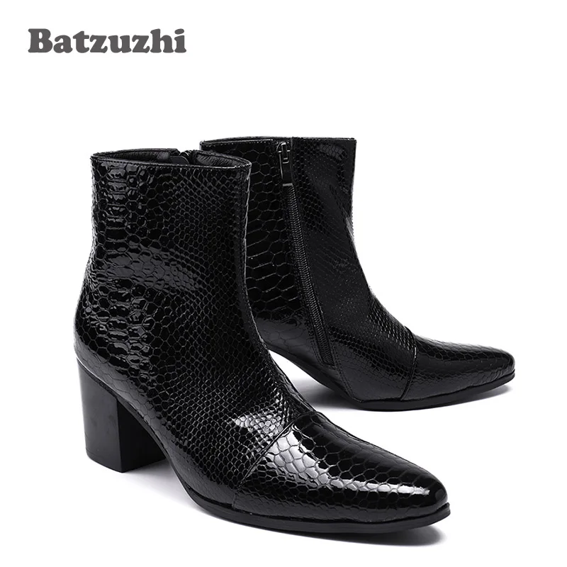 Batzuzhi 7CM High Heels Men Boots Pointed Toe Black Leather Boots Men Handsome Ankle Boots for Men Wedding & Party, Size 38-46
Batzuzhi 7CM High Heels Men Boots Pointed Toe Black Leather Boots Men Handsome Ankle Boots for Men Wedding & Party, Size 38-46