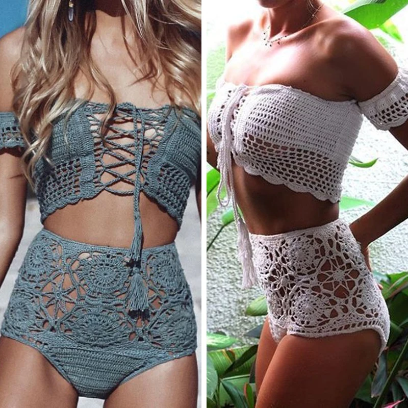 Crochet High Leg Bandeau Bikini Set Swimwear Female Two Pieces Swimsuit High Waist Bikini Women Bathing Suit Biquini 2019 New
Crochet High Leg Bandeau Bikini Set Swimwear Female Two Pieces Swimsuit High Waist Bikini Women Bathing Suit Biquini 2019 New