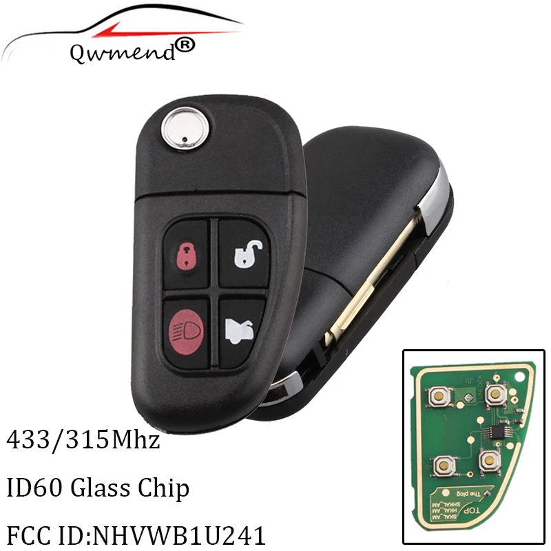 QWMEND 4 Bottons Car Auto Flip Remote Key for Jaguar X-Type S-Type 1999-2009 XJ XJR 2002-2008 433MHz 315Mhz 4D60 chip NHVWB1U241
QWMEND 4 Bottons Car Auto Flip Remote Key for Jaguar X-Type S-Type 1999-2009 XJ XJR 2002-2008 433MHz 315Mhz 4D60 chip NHVWB1U241