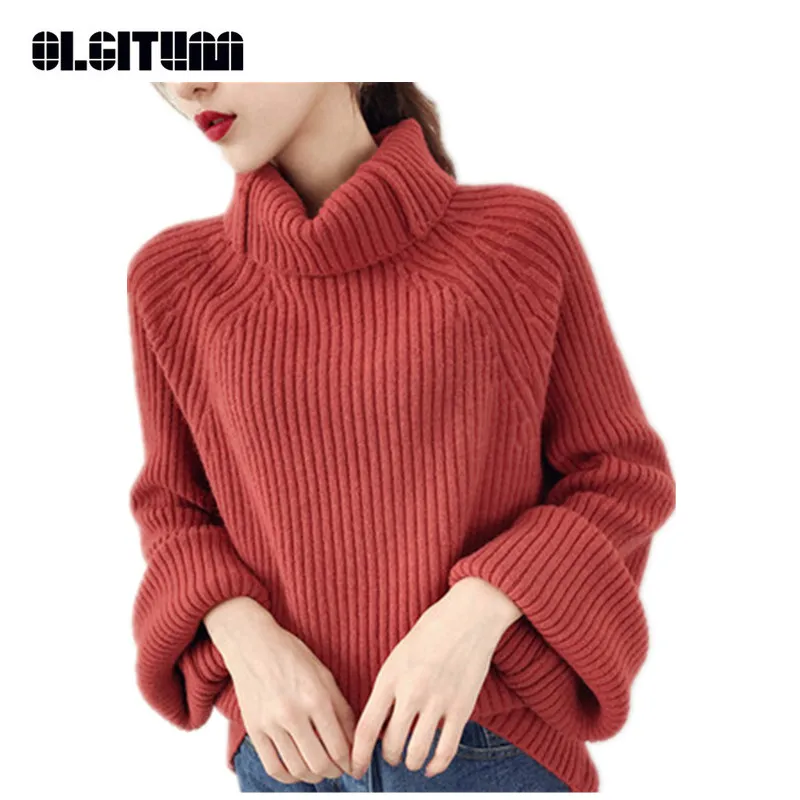 New 2020 Women Turtleneck Sweater Winter Loose Flare Sleeve Knit Sweater and Pullover Thicken All-matched Bottoming Pullovers
New 2020 Women Turtleneck Sweater Winter Loose Flare Sleeve Knit Sweater and Pullover Thicken All-matched Bottoming Pullovers