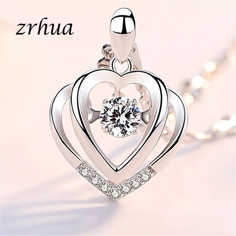 ZRHUA Wholesales Jewelry Silver Color Necklace Double Heart Pendant Cubic Zirconia 18" Chain Women Girl Christmas Gifts
ZRHUA Wholesales Jewelry Silver Color Necklace Double Heart Pendant Cubic Zirconia 18" Chain Women Girl Christmas Gifts