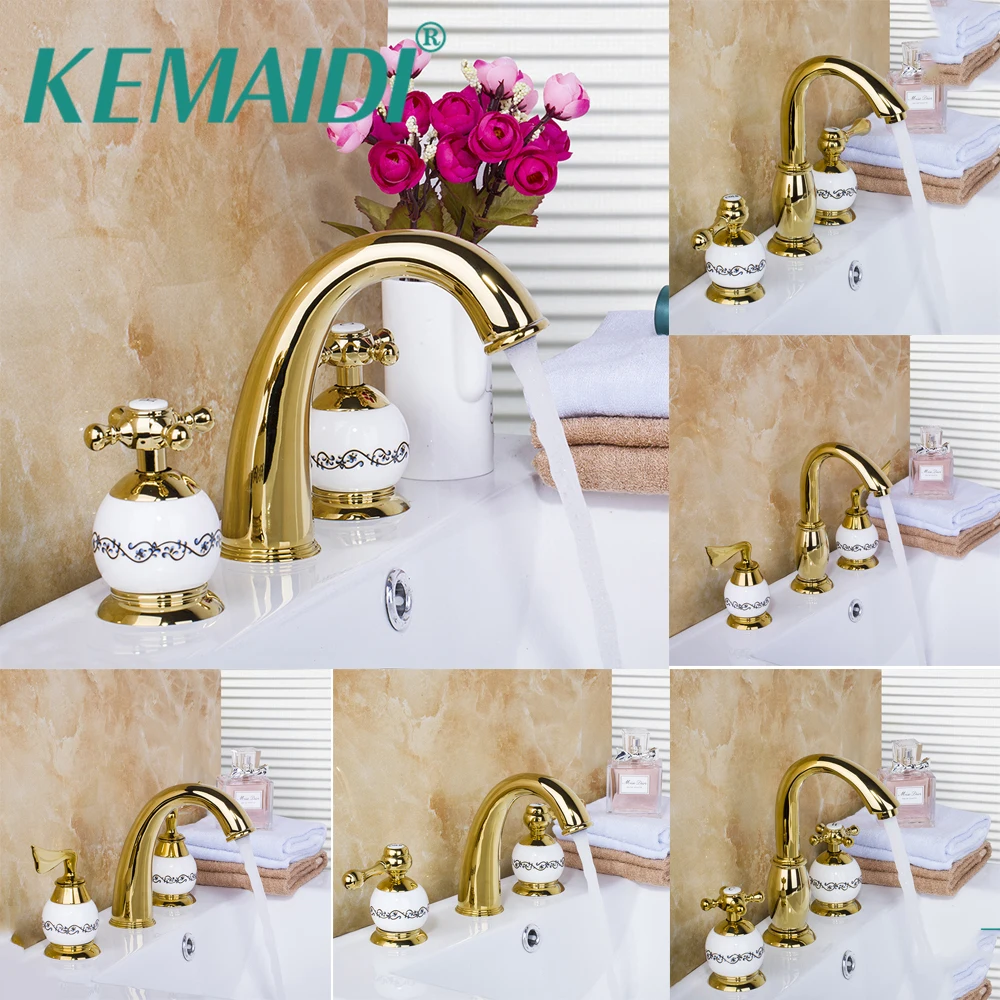 KEMAIDI Luxury 3PCS Set Bathtub Golden Plated Bathroom Faucet European Split Basin Mixer Tap Jade Faucet Body Cross Handles
KEMAIDI Luxury 3PCS Set Bathtub Golden Plated Bathroom Faucet European Split Basin Mixer Tap Jade Faucet Body Cross Handles