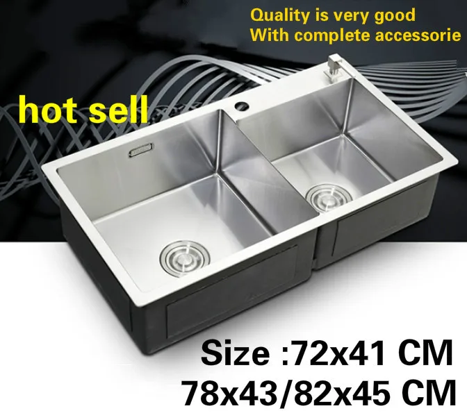 Free shipping Household standard vogue big kitchen manual sink double groove 304 stainless steel hot sell 72x41/78x43/82x45 CM
Free shipping Household standard vogue big kitchen manual sink double groove 304 stainless steel hot sell 72x41/78x43/82x45 CM