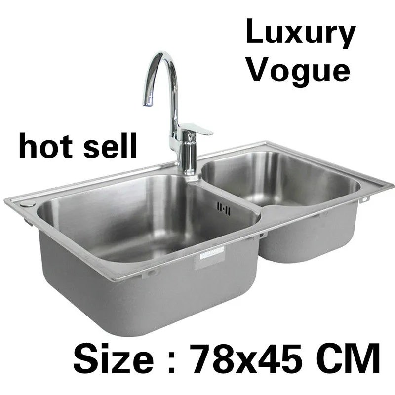 Free shipping Standard individuality kitchen sink food grade 304 stainless steel double trough hot sell 78x45 CM
Free shipping Standard individuality kitchen sink food grade 304 stainless steel double trough hot sell 78x45 CM