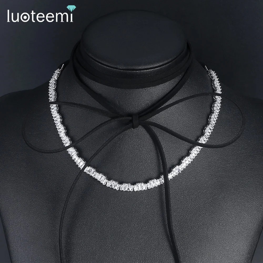 LUOTEEMI Vintage Black Suede with Trendy Geometric Cubic Zirconia Chain Choker Necklace For Women Party Jewellery
LUOTEEMI Vintage Black Suede with Trendy Geometric Cubic Zirconia Chain Choker Necklace For Women Party Jewellery