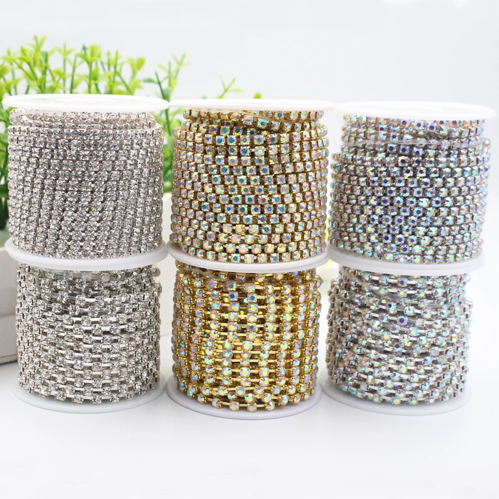 10Yard Transparent Rhinestone Chain Glass Crystal Silver/Gold Base Sew on Cup Chains Rhinestone Trim DIY For Garment Accessories
10Yard Transparent Rhinestone Chain Glass Crystal Silver/Gold Base Sew on Cup Chains Rhinestone Trim DIY For Garment Accessories