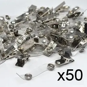 Pack of 50 Pcs Metal Clips with Clear Vinyl Straps/snaps for Id Badge Holder
Pack of 50 Pcs Metal Clips with Clear Vinyl Straps/snaps for Id Badge Holder
