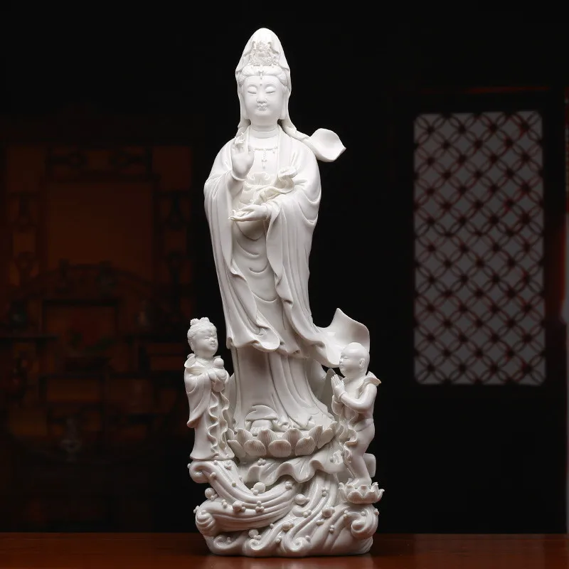 49 Cm High Ceramics Adorn The Statue of Buddha Dehua Guanshi Audio-visual Golden Bodhisattva Lilian Home Decoration Accessories
49 Cm High Ceramics Adorn The Statue of Buddha Dehua Guanshi Audio-visual Golden Bodhisattva Lilian Home Decoration Accessories