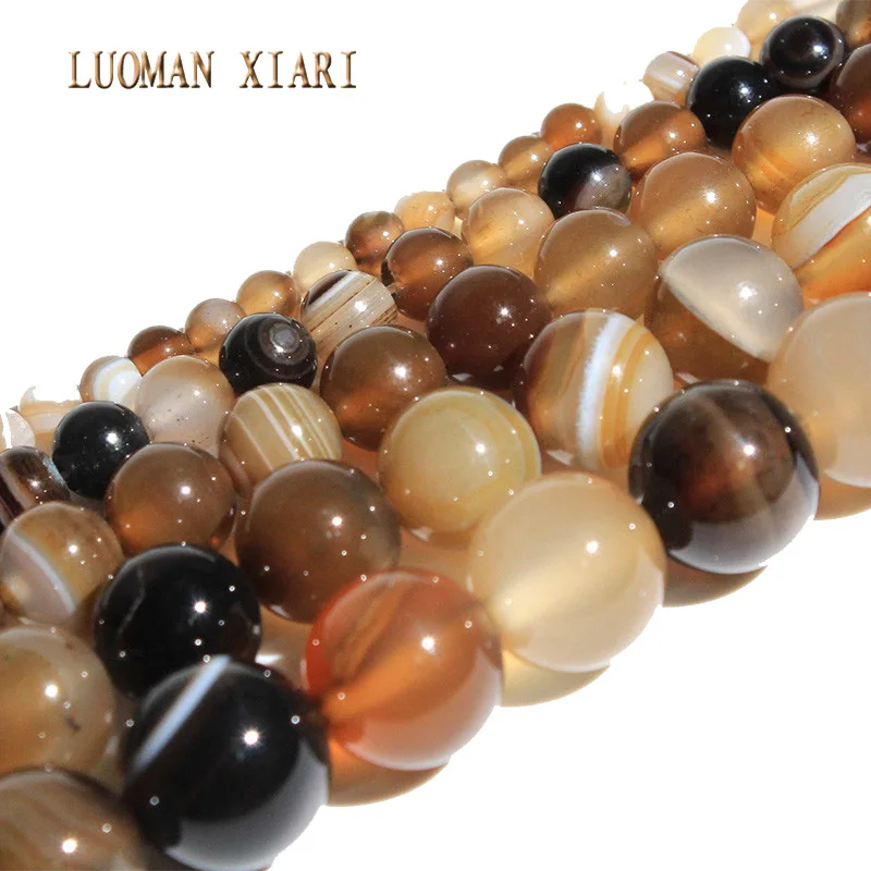 LUOMAN XIARI Round Natural Brown Striped Agate Stone Beads For Jewelry Making DIY Bracelet Material 4/ 6/8/10/12mm Strand 15''
LUOMAN XIARI Round Natural Brown Striped Agate Stone Beads For Jewelry Making DIY Bracelet Material 4/ 6/8/10/12mm Strand 15''