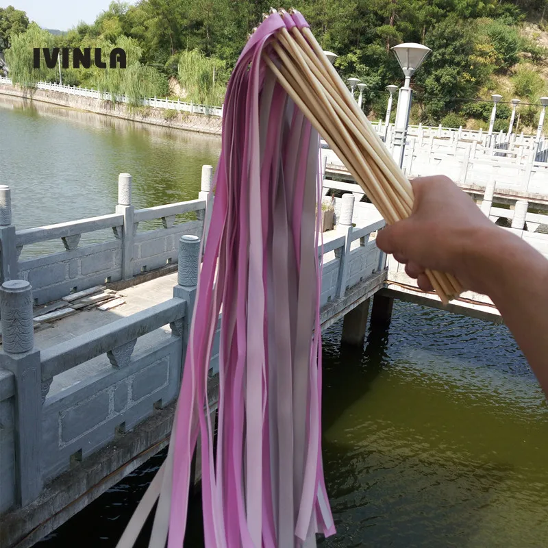 Hot Selling 50pcs/lot pink purple and sliver stain ribbon wedding wands With Bells for wedding decoration
Hot Selling 50pcs/lot pink purple and sliver stain ribbon wedding wands With Bells for wedding decoration