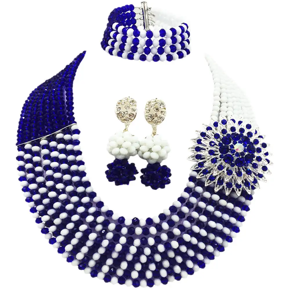 Royal Blue and White African Necklace Beads Jewelry Set Nigerian Wedding Crystal Bridal Party Jewelry Sets 8JBK14
Royal Blue and White African Necklace Beads Jewelry Set Nigerian Wedding Crystal Bridal Party Jewelry Sets 8JBK14