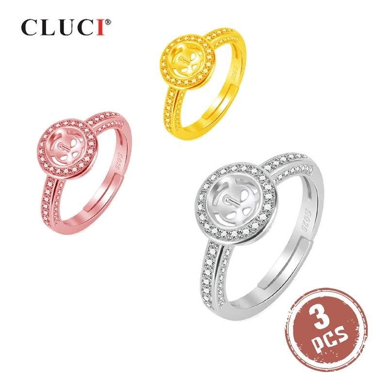 CLUCI 3pcs 925 Sterling Silver Round Ring for Women Silver 925 Pearl Ring Mounting Rose Gold Adjustable Women Rings SR2122SB
CLUCI 3pcs 925 Sterling Silver Round Ring for Women Silver 925 Pearl Ring Mounting Rose Gold Adjustable Women Rings SR2122SB