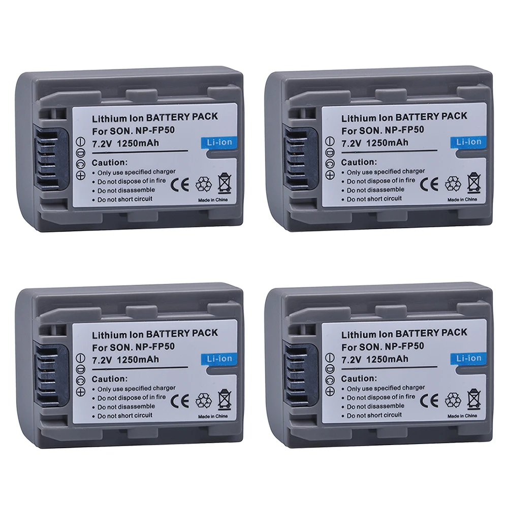 4Pcs 1250mAh NP-FP50 NP-FP51 NP FP50 Batteries for Sony DCR-DVD103 DVD105 DCR-HC3 HC16 HC40 DCR-SR30 SR40 SR100 Sony NP-FP30
4Pcs 1250mAh NP-FP50 NP-FP51 NP FP50 Batteries for Sony DCR-DVD103 DVD105 DCR-HC3 HC16 HC40 DCR-SR30 SR40 SR100 Sony NP-FP30