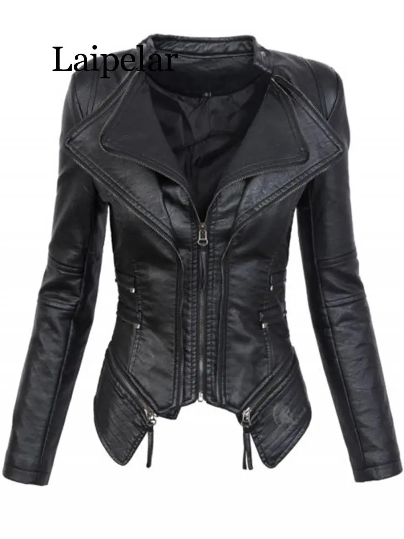 New Fashion Women's Sleek Motorcycle Faux Leather Jacket Ladies Long Sleeve Autumn Winter Motorcycle Streetwear Black Jacket
New Fashion Women's Sleek Motorcycle Faux Leather Jacket Ladies Long Sleeve Autumn Winter Motorcycle Streetwear Black Jacket