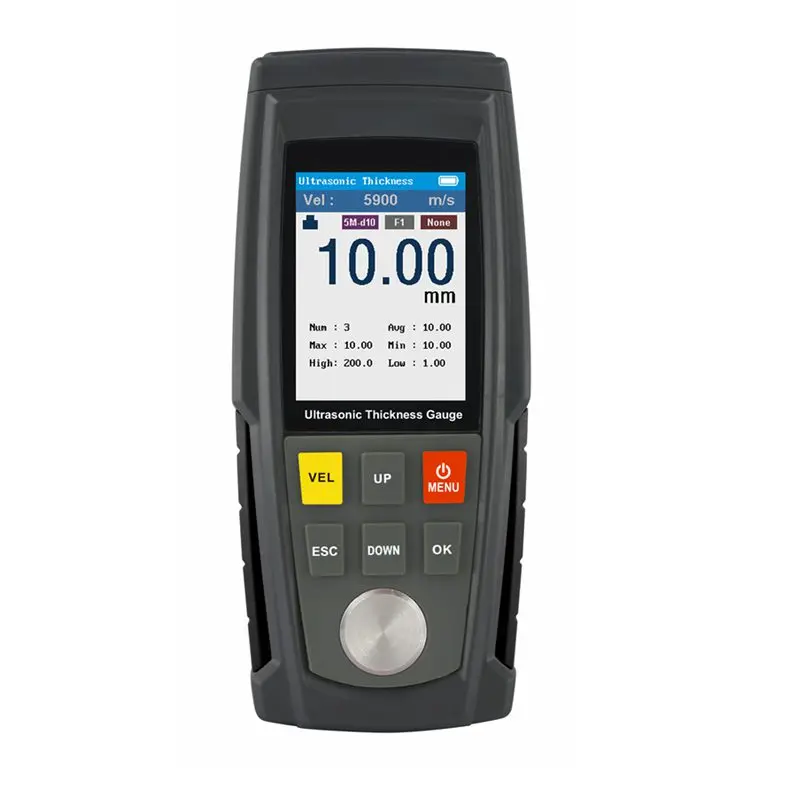 Digital Ultrasonic Thickness Gauge Color LCD Sound Velocity Meter Sheet Metal Plastic Glass Ceramic Data Tester Range:1.0-300mm
Digital Ultrasonic Thickness Gauge Color LCD Sound Velocity Meter Sheet Metal Plastic Glass Ceramic Data Tester Range:1.0-300mm