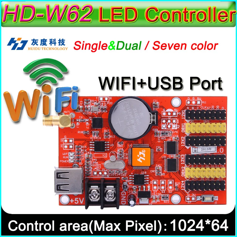 HD -W62 LED display controller, Single&double color P10 LED sign Control card,U-Disk and WIFI Wireless control
HD -W62 LED display controller, Single&double color P10 LED sign Control card,U-Disk and WIFI Wireless control