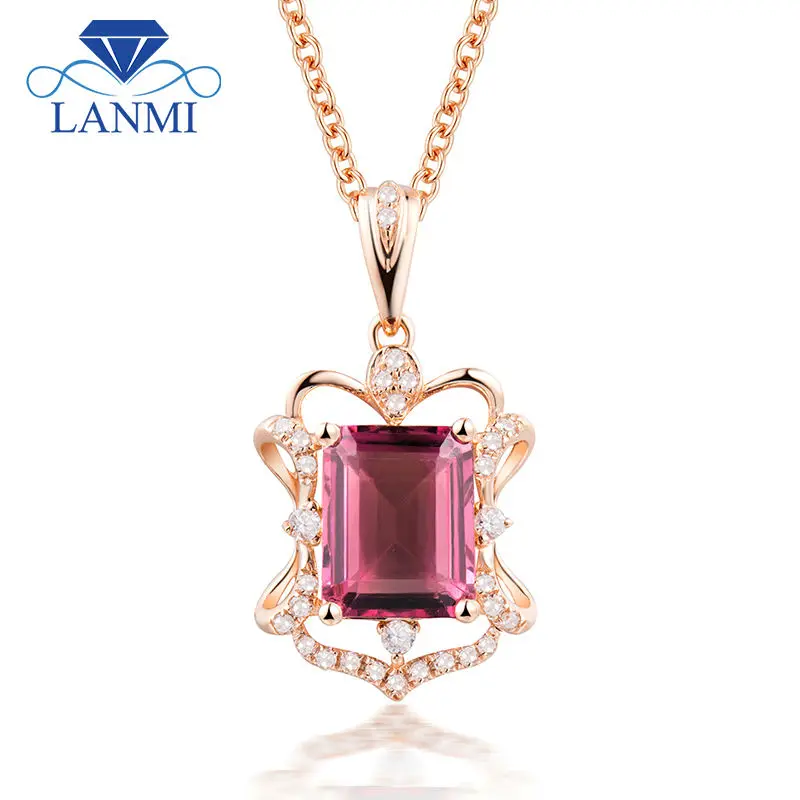 LANMI Natural Diamonds Pendants 18kt Rose Gold With Real Emerald Cut 7x9mm Pink Tourmaline for Girl Gemstone Jewelry SP0411
LANMI Natural Diamonds Pendants 18kt Rose Gold With Real Emerald Cut 7x9mm Pink Tourmaline for Girl Gemstone Jewelry SP0411