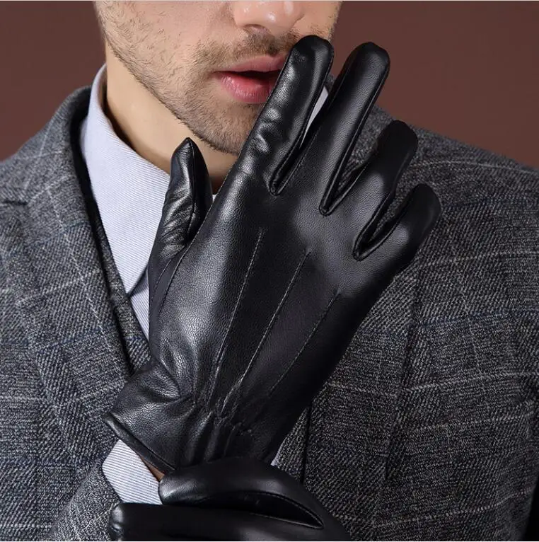 Men Genuine Leather Gloves Winter Touch screen Moto Sheepskin Thick Black Warm
Men Genuine Leather Gloves Winter Touch screen Moto Sheepskin Thick Black Warm