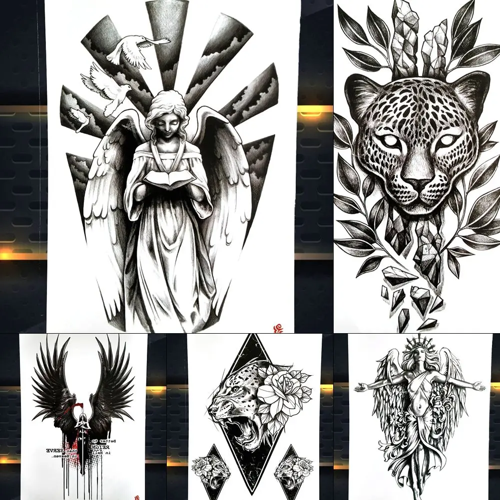 Angel Girls Temporary Tattoo Stickers For Women Men Body Art Black Peace Waterproof Fake Waterproof Tattoo Paper Leopard Flower
Angel Girls Temporary Tattoo Stickers For Women Men Body Art Black Peace Waterproof Fake Waterproof Tattoo Paper Leopard Flower