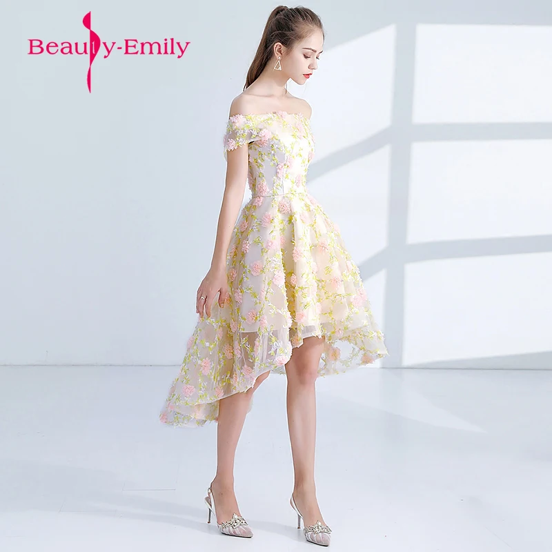 Beauty Emily Yellow Flowers Prom gowns Short Front Long Back Evening Dresses 2019 Gray Organza Fashion Party Formal Prom Dresses
Beauty Emily Yellow Flowers Prom gowns Short Front Long Back Evening Dresses 2019 Gray Organza Fashion Party Formal Prom Dresses