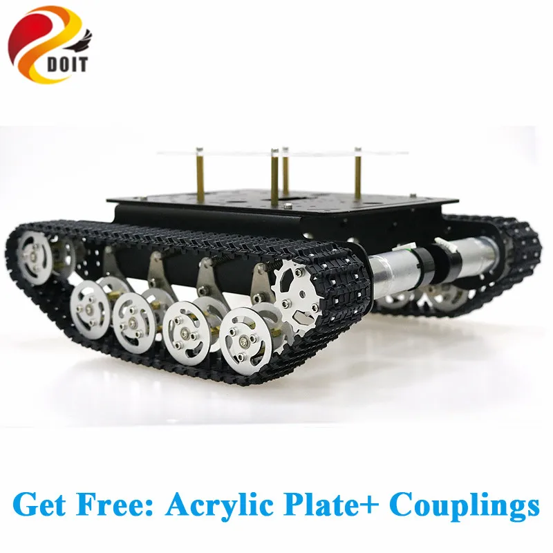 Metal Shock Absorper Smart Robot Tank Chassis with Dual DC Motor Plastic Tracks Aluminum Alloy Wheels for Arduino Project TS100
Metal Shock Absorper Smart Robot Tank Chassis with Dual DC Motor Plastic Tracks Aluminum Alloy Wheels for Arduino Project TS100