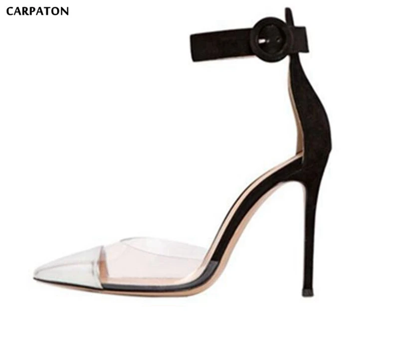 Carpaton 2019 Woman Runway Shoes High Heel Pumps Buckle Strap Silver and Black Pointed Toe Thin Heels Shoes PVC patchwork heels
Carpaton 2019 Woman Runway Shoes High Heel Pumps Buckle Strap Silver and Black Pointed Toe Thin Heels Shoes PVC patchwork heels