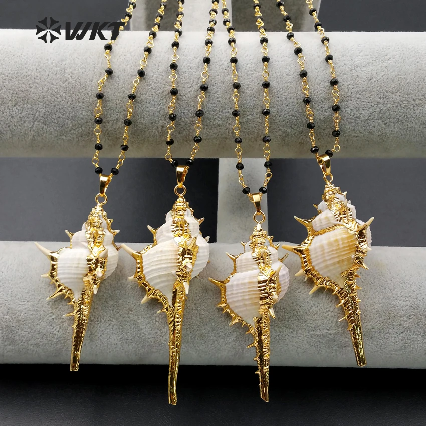 WT-N958 Wholesale Natural Conch Necklace High Quality Gold Edge Shell With Black Beads Chain For Women Jewelry
WT-N958 Wholesale Natural Conch Necklace High Quality Gold Edge Shell With Black Beads Chain For Women Jewelry
