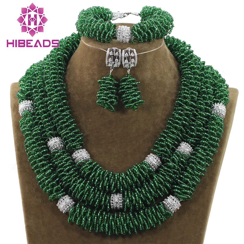 Trendy African Jewelry Set New Dark Green Nigerian Wedding Beads Silver Costume Necklace Bracelet Earrings Bridal Set ABH246
Trendy African Jewelry Set New Dark Green Nigerian Wedding Beads Silver Costume Necklace Bracelet Earrings Bridal Set ABH246
